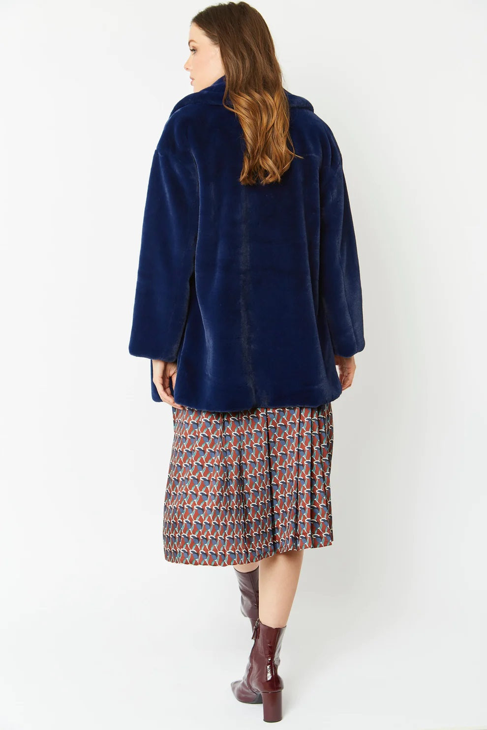 Blue Faux Fur Midi Coat