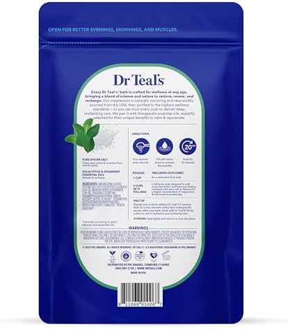 Dr Teal's Epsom Salt Magnesium Soak Relax & Relief Eucalyptus 3 lb