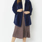 Blue Faux Fur Midi Coat