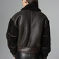 Brown Oversized Shearling Leather Jacket