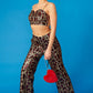 Pink Bamboo Animal Print Sequin Trousers
