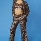Pink Bamboo Animal Print Sequin Trousers
