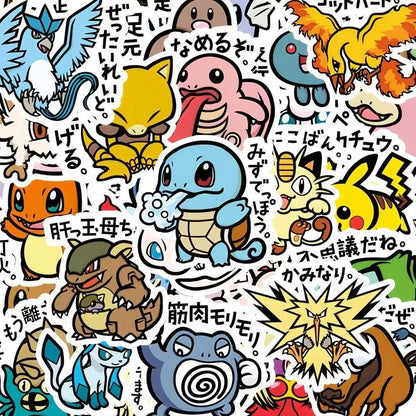 56PCS Cute Anime Pokemon Cartoon Pikachu Stickers Sealing Decoration Laptop Decals Graffiti Sticker Reward Gift DIY Kid Toy