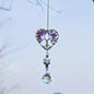 1pc Rainbow Crystal Sun Catcher, Tree Of Life Suncatchers Heart Shaped Hanging Ornament Chakra Stones Window Crystal Ball Prism